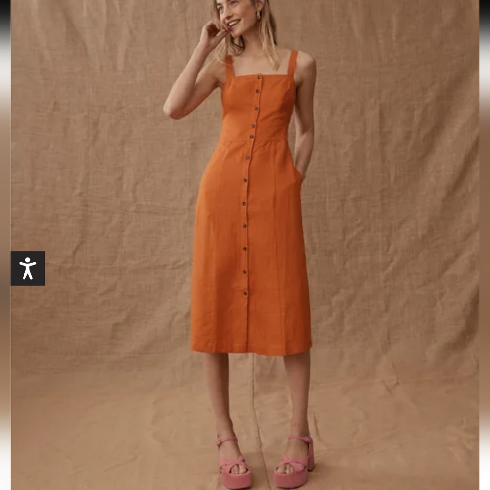 Boden Linen Midi Dress 12